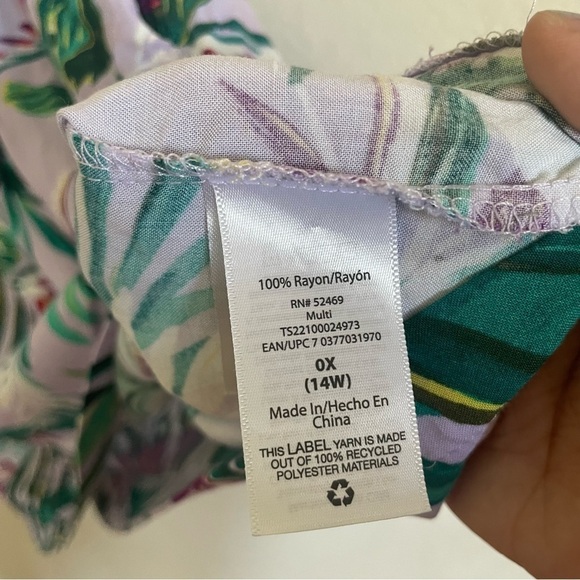 Terra & Sky woman plus size tropical dress 0X/14W  midi summer casual comfort - Picture 7 of 11